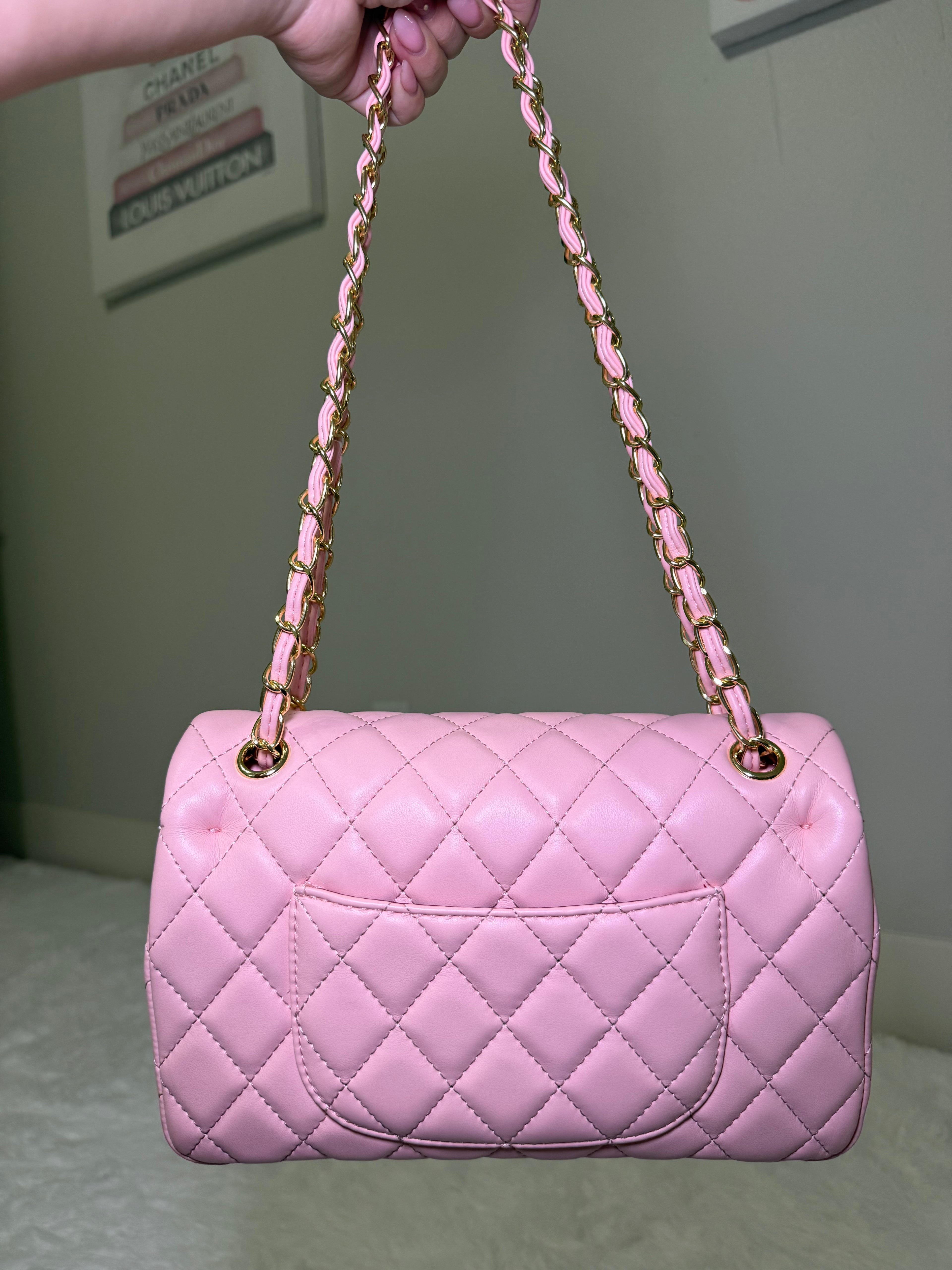 Pink cc gold chain