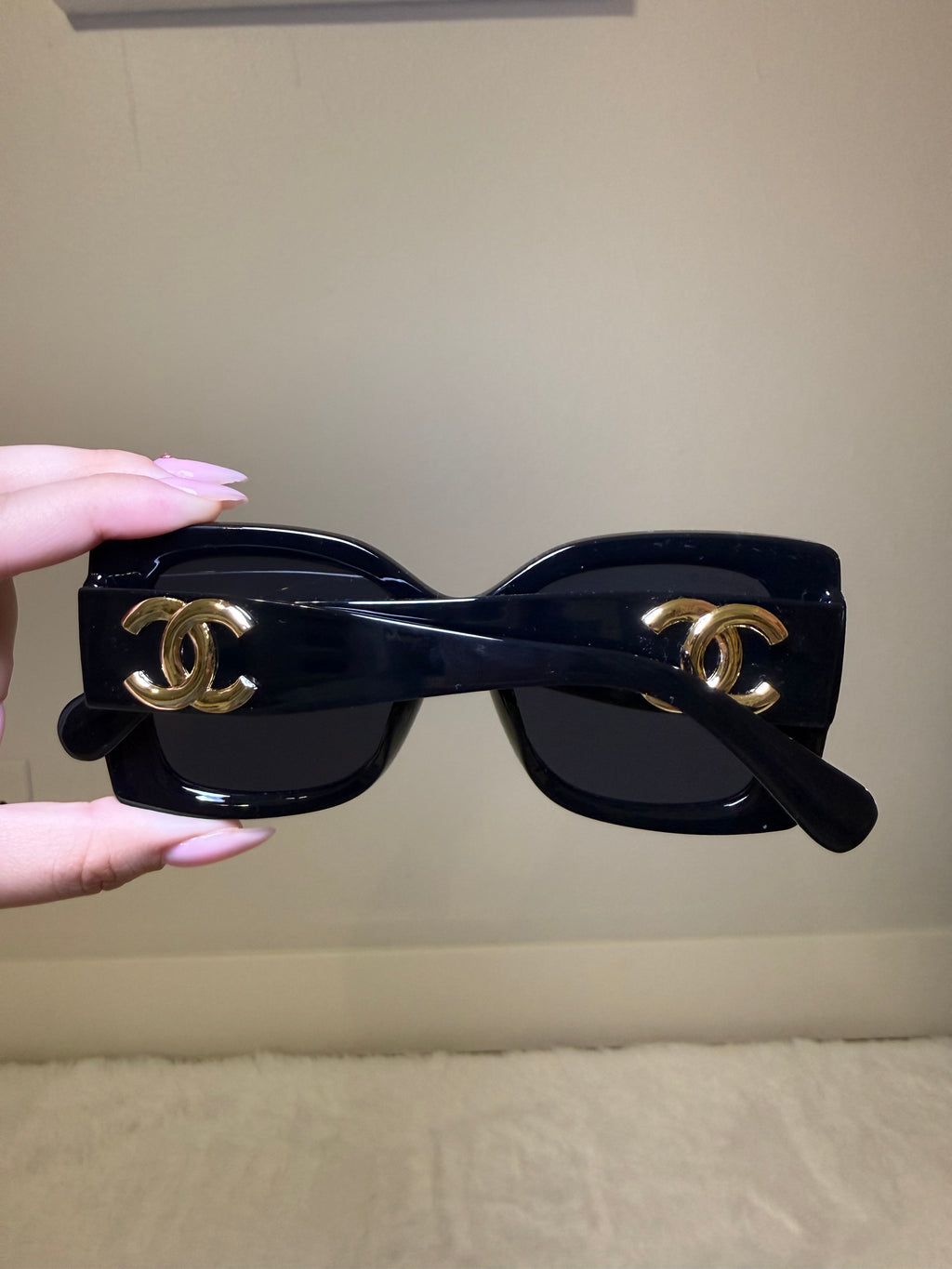 Black and gold cc sunglasses