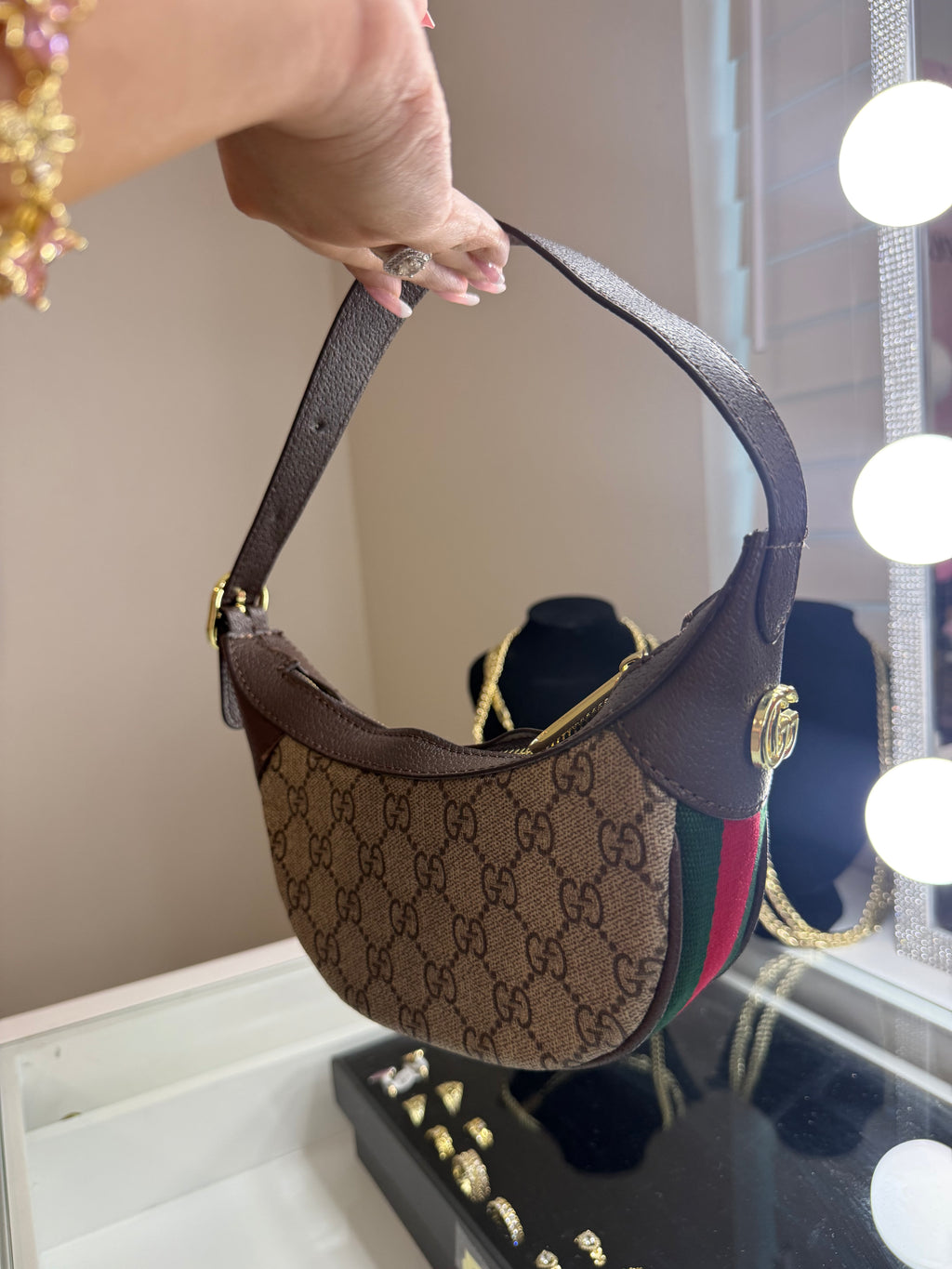 Small Latte Curve Shoulder Bag