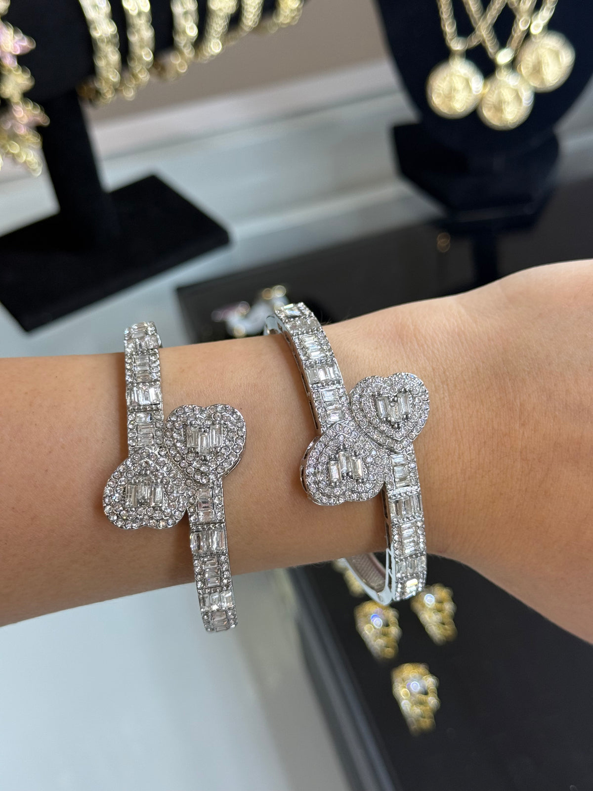Silver Double Heart Luxe Bracelet