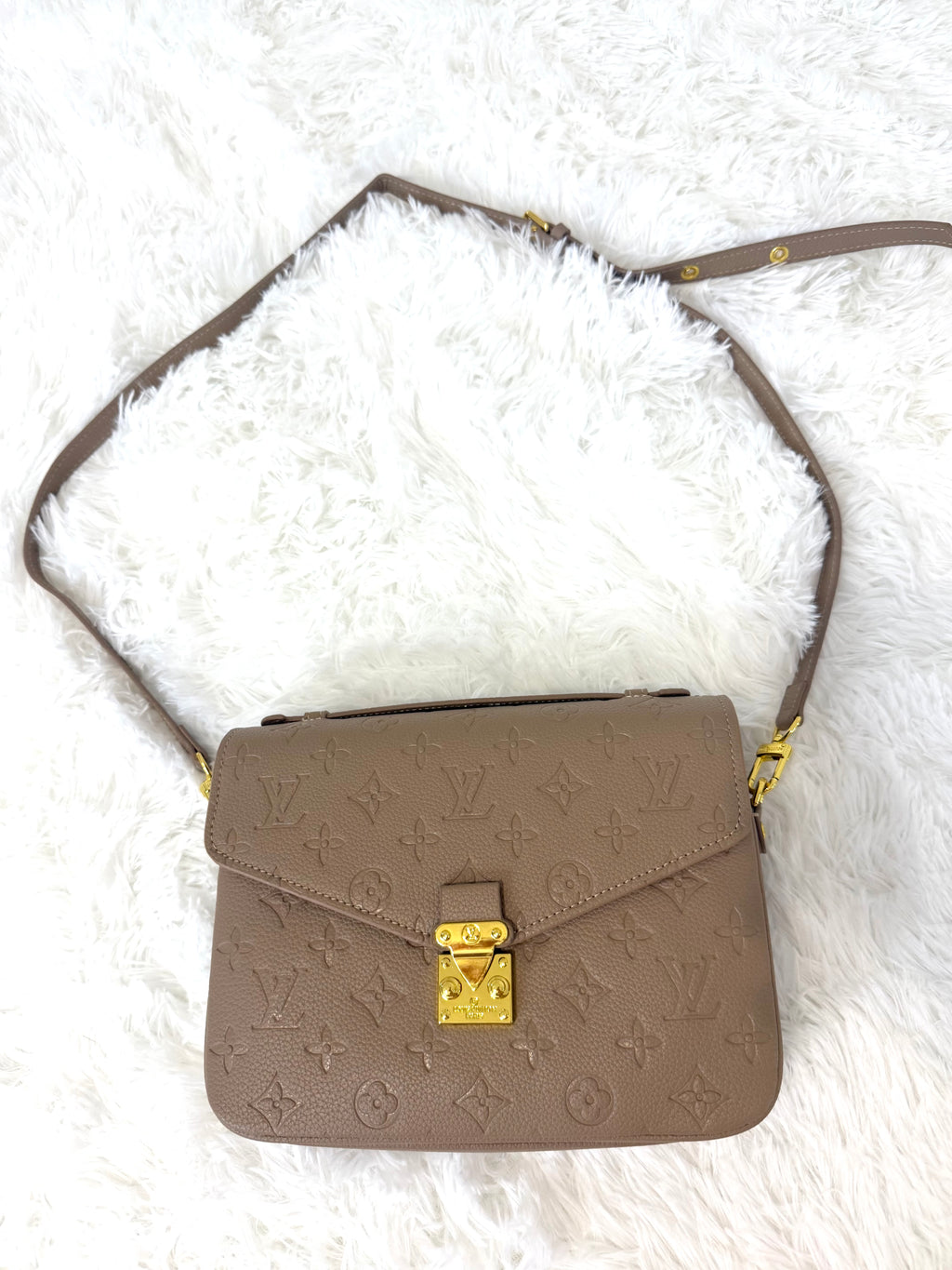 Taupe Signature Lock Bag
