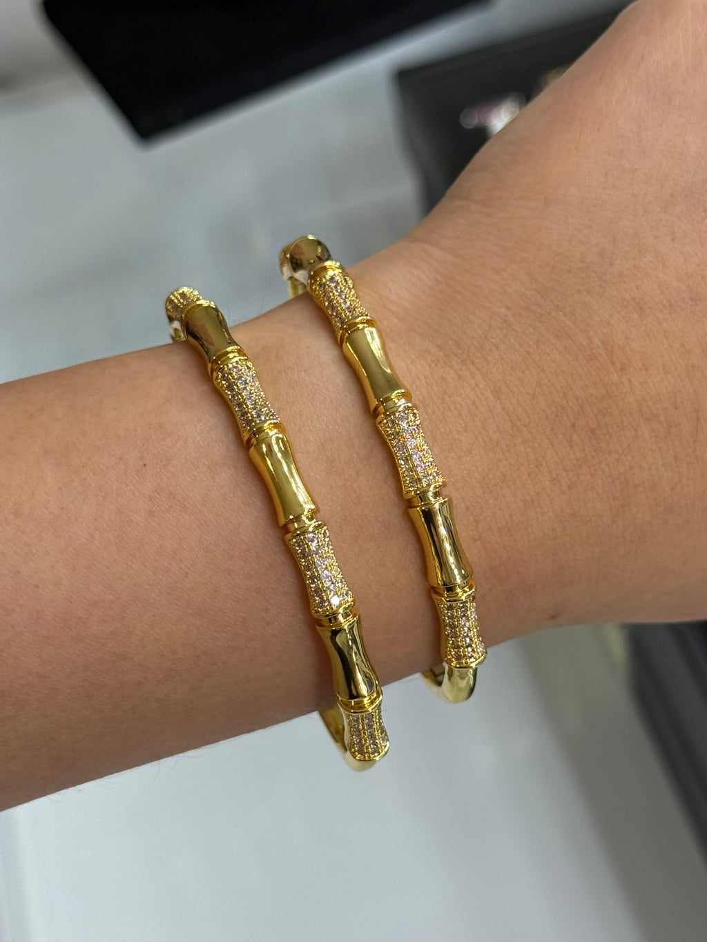 Golden Bamboo Crystal Bracelet