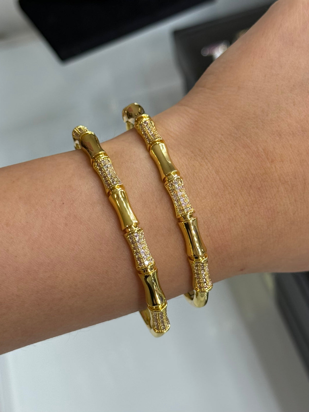 Golden Bamboo Crystal Bracelet