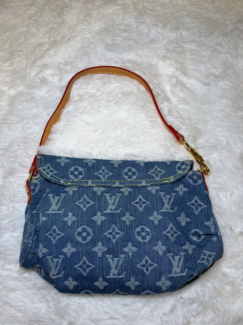 Blue denim shoulder bag