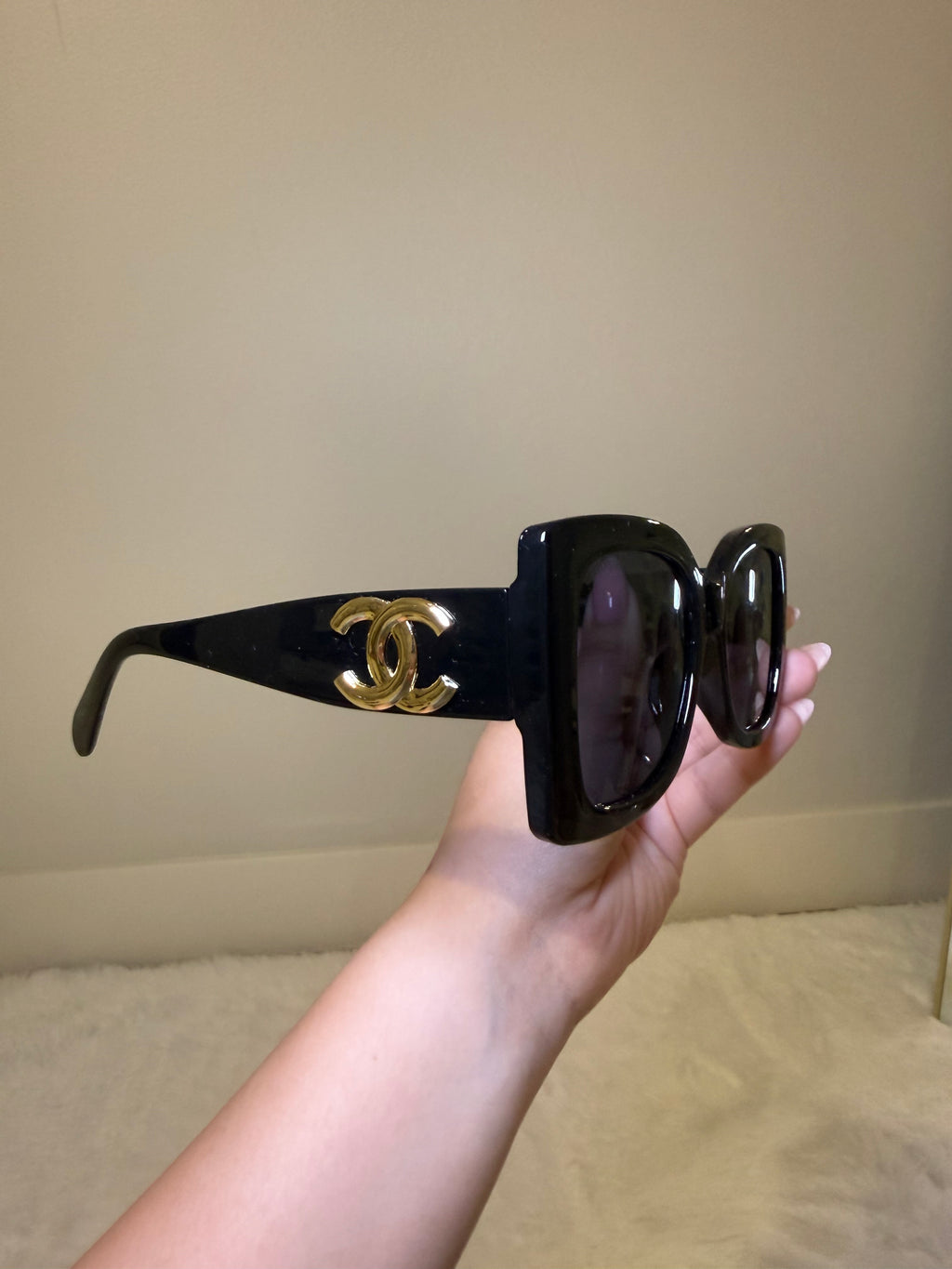 Black and gold cc sunglasses