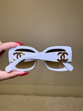White and gold cc sunglasses