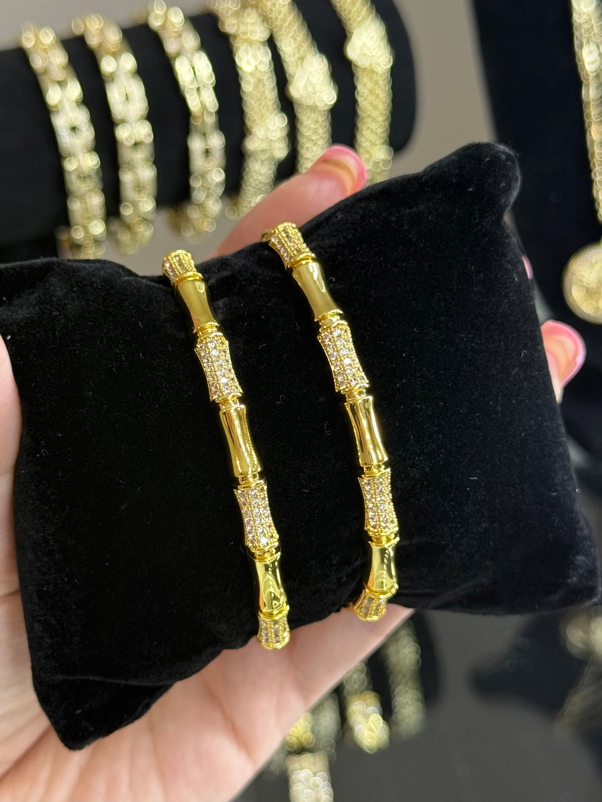 Golden Bamboo Crystal Bracelet