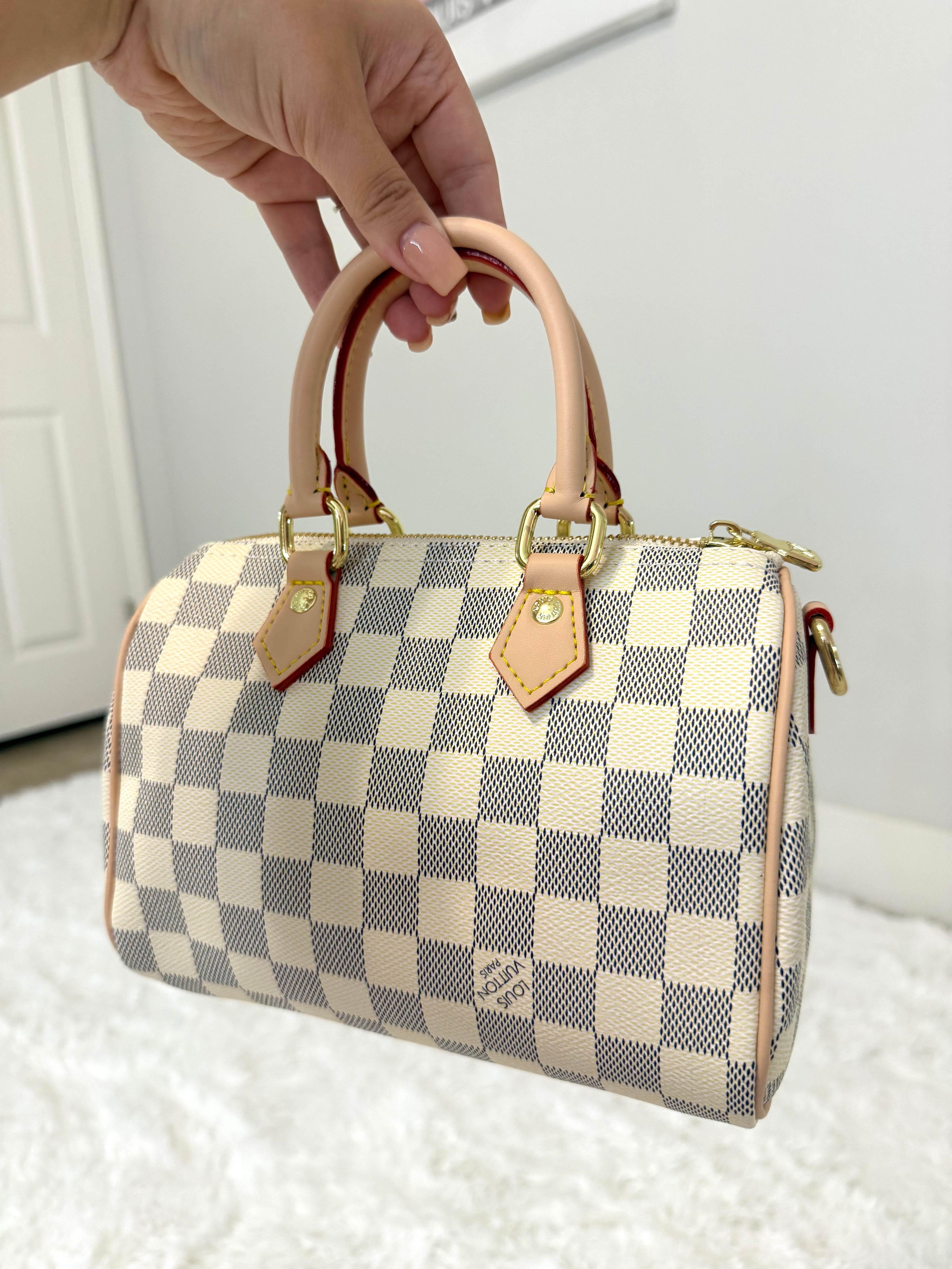 Medium Size Cream Checkered Bag