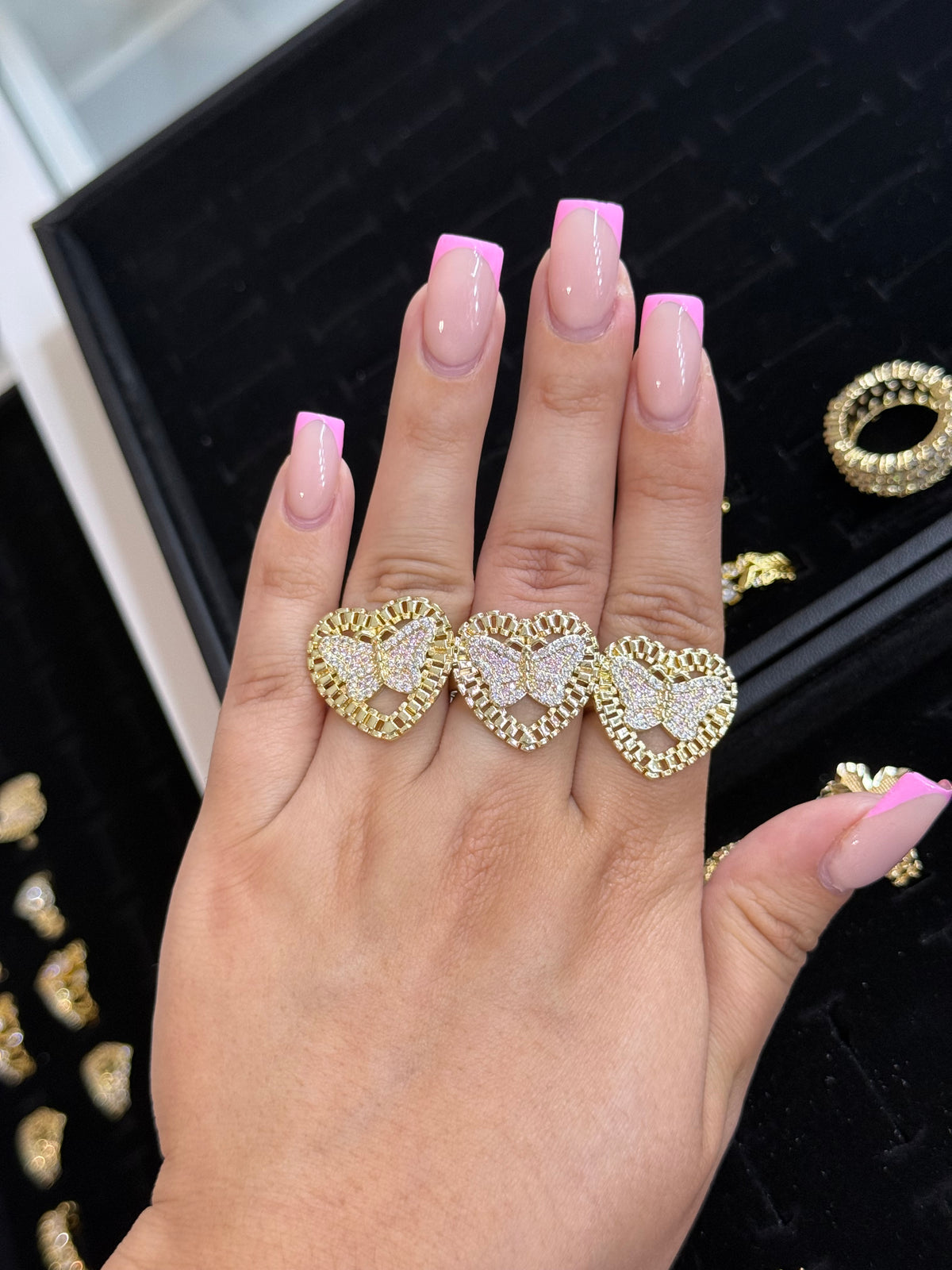 Lovers Butterfly Heart Ring