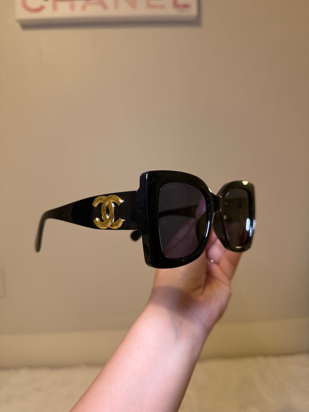 Black and gold cc sunglasses
