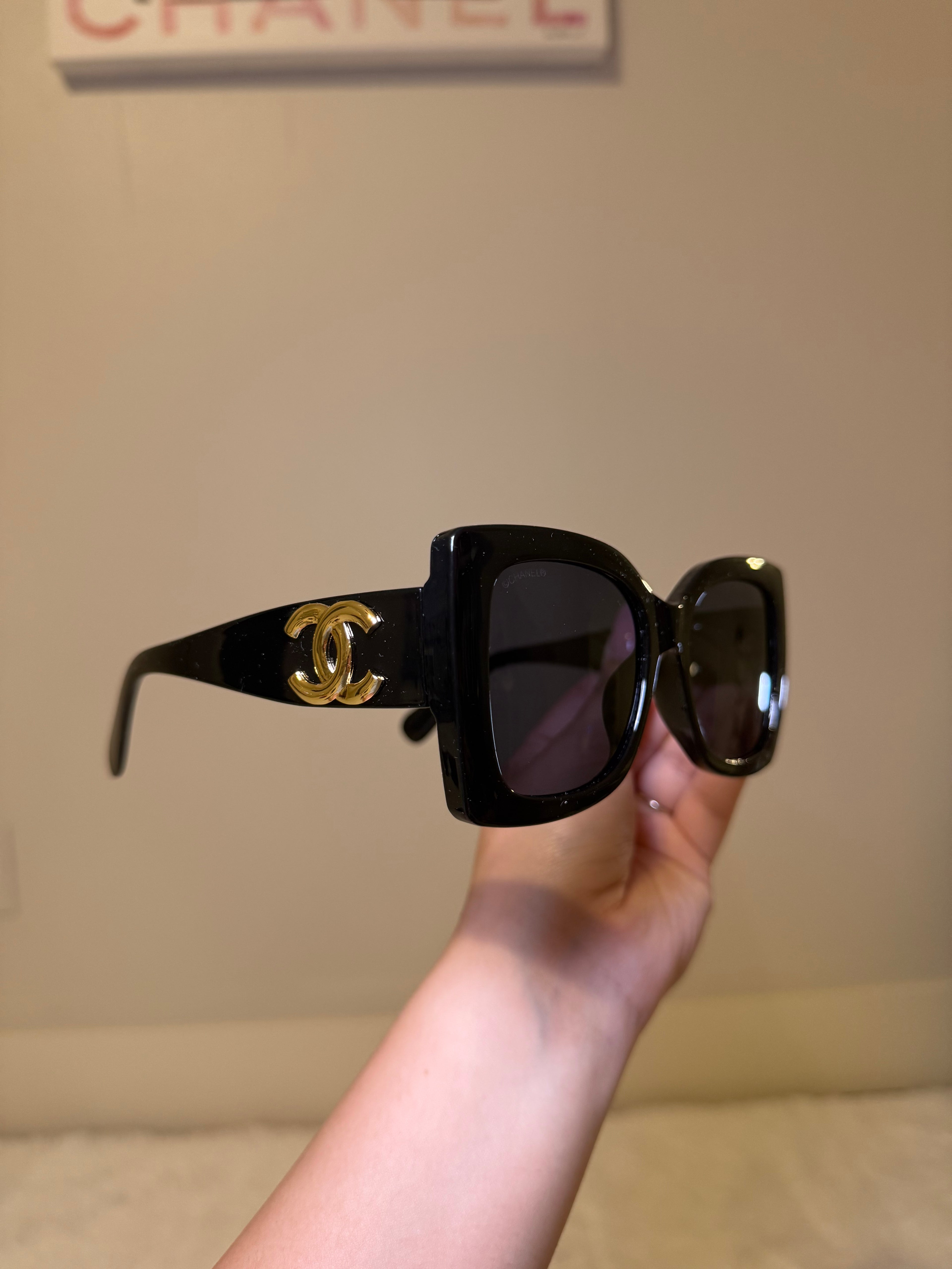 Black and gold cc sunglasses