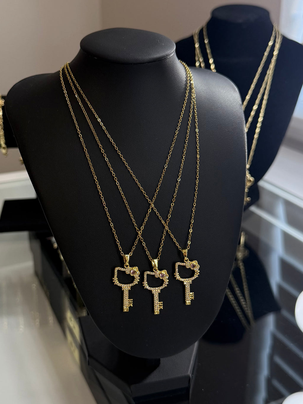 Golden Kitty Key Necklace