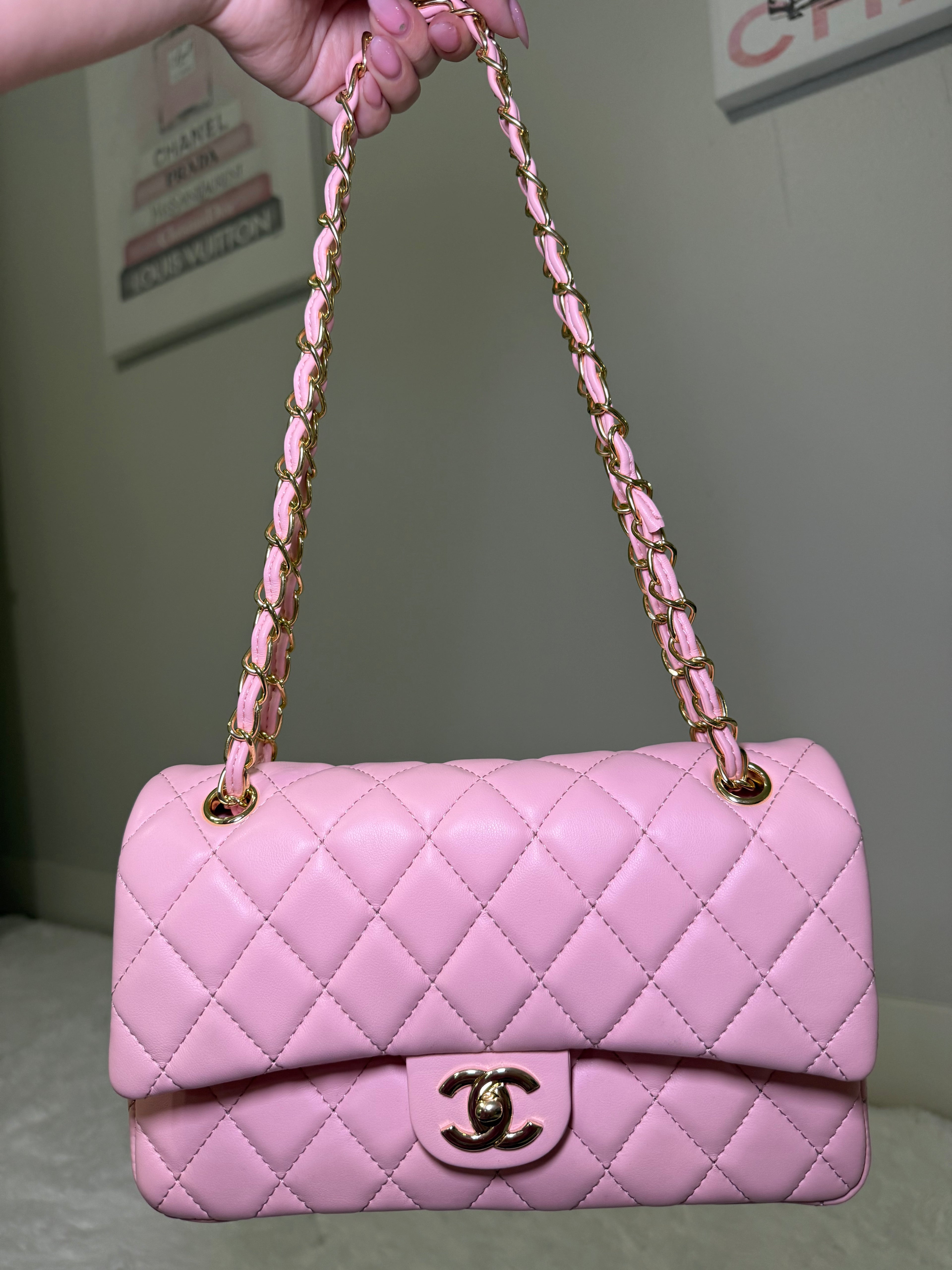 Pink cc gold chain